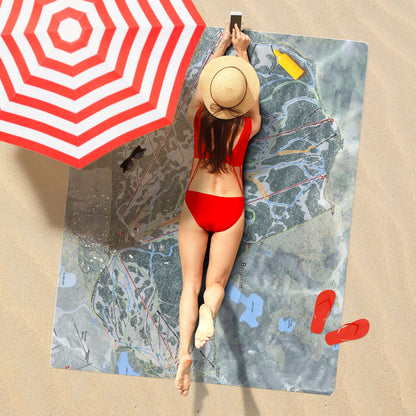 Brighton, Utah Ski Resort Map Printed Beach Towel - Powderaddicts