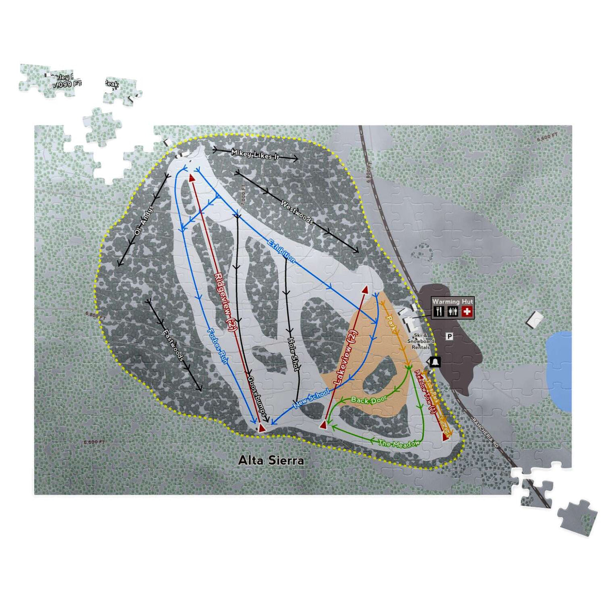 Alta Sierra, California Ski Trail Map Puzzle - Powderaddicts