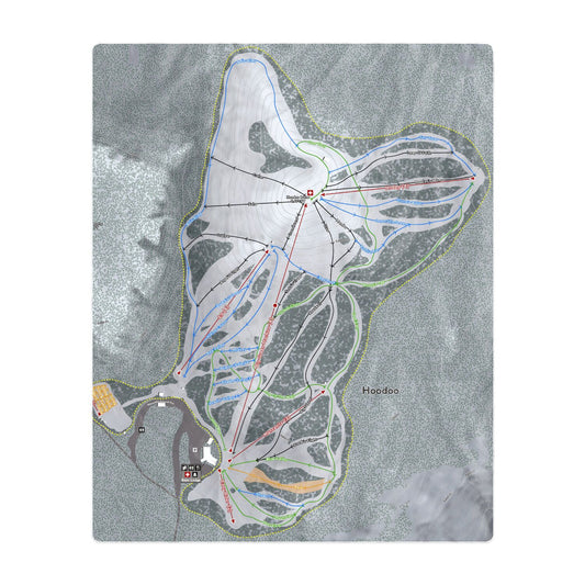 Hoodoo, Oregon Ski Resort Map Printed Beach Towel - Powderaddicts