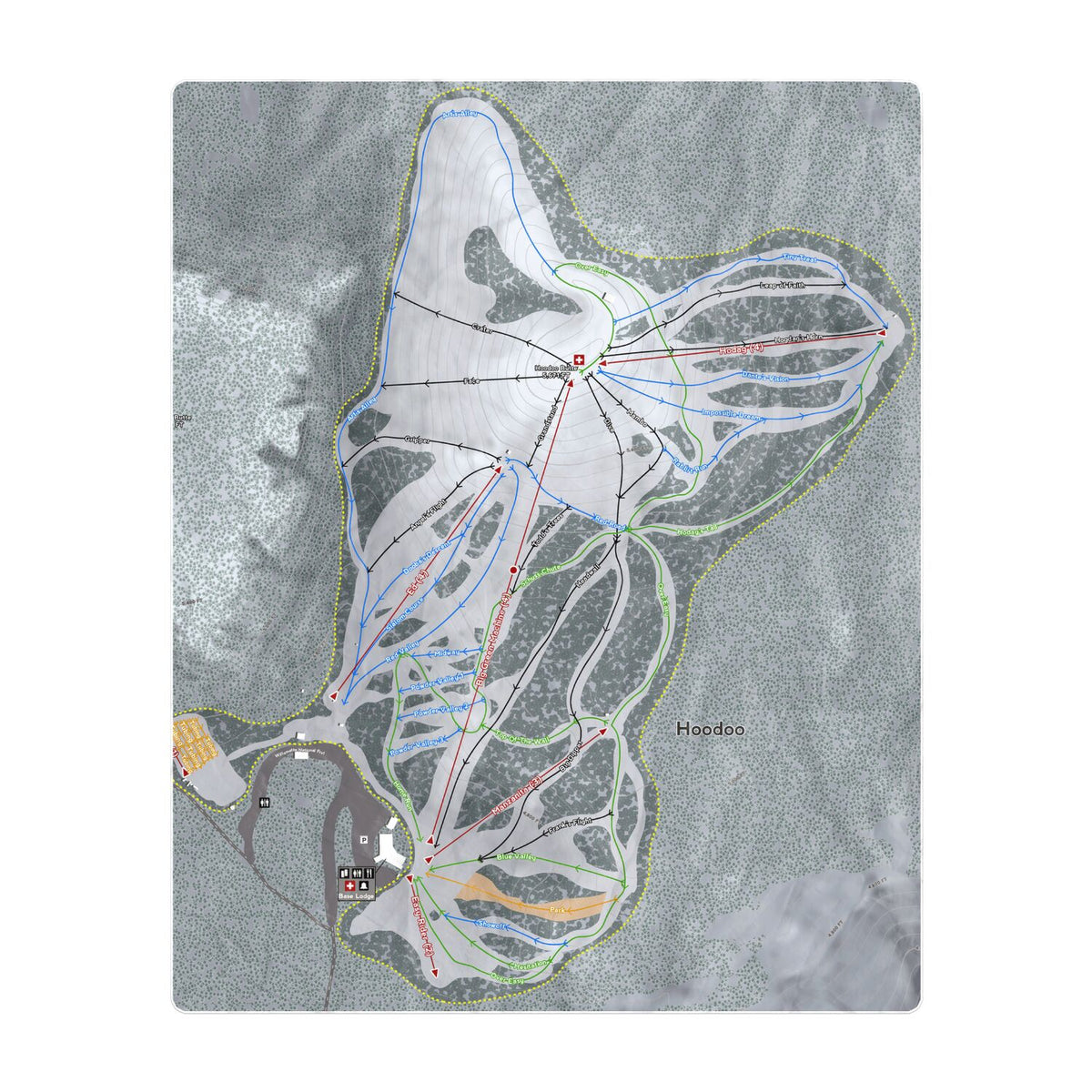 Hoodoo, Oregon Ski Resort Map Printed Beach Towel - Powderaddicts