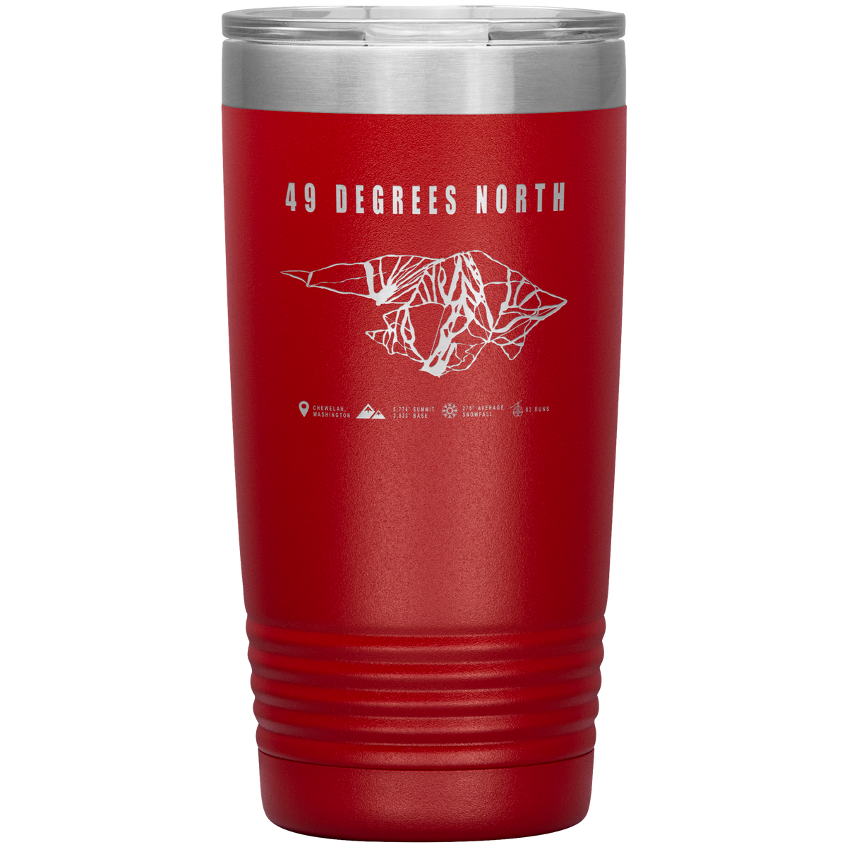 49 Degrees North, Washington Ski Trail Map 20oz Tumbler - Powderaddicts