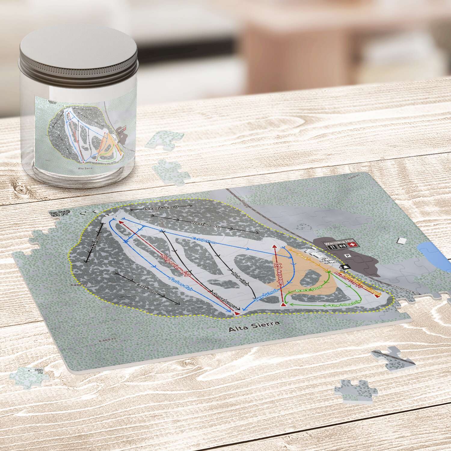 Alta Sierra, California Ski Trail Map Puzzle - Powderaddicts