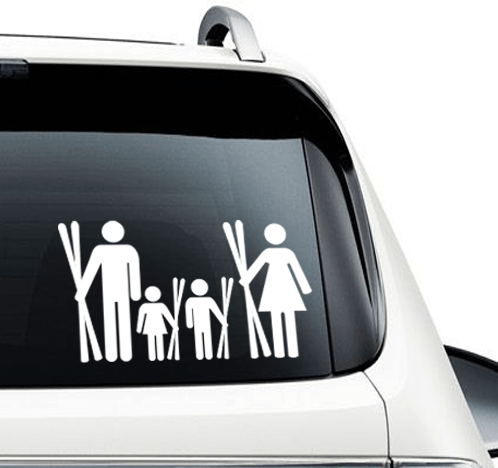 Family of Skiers - Car Decal - Powderaddicts