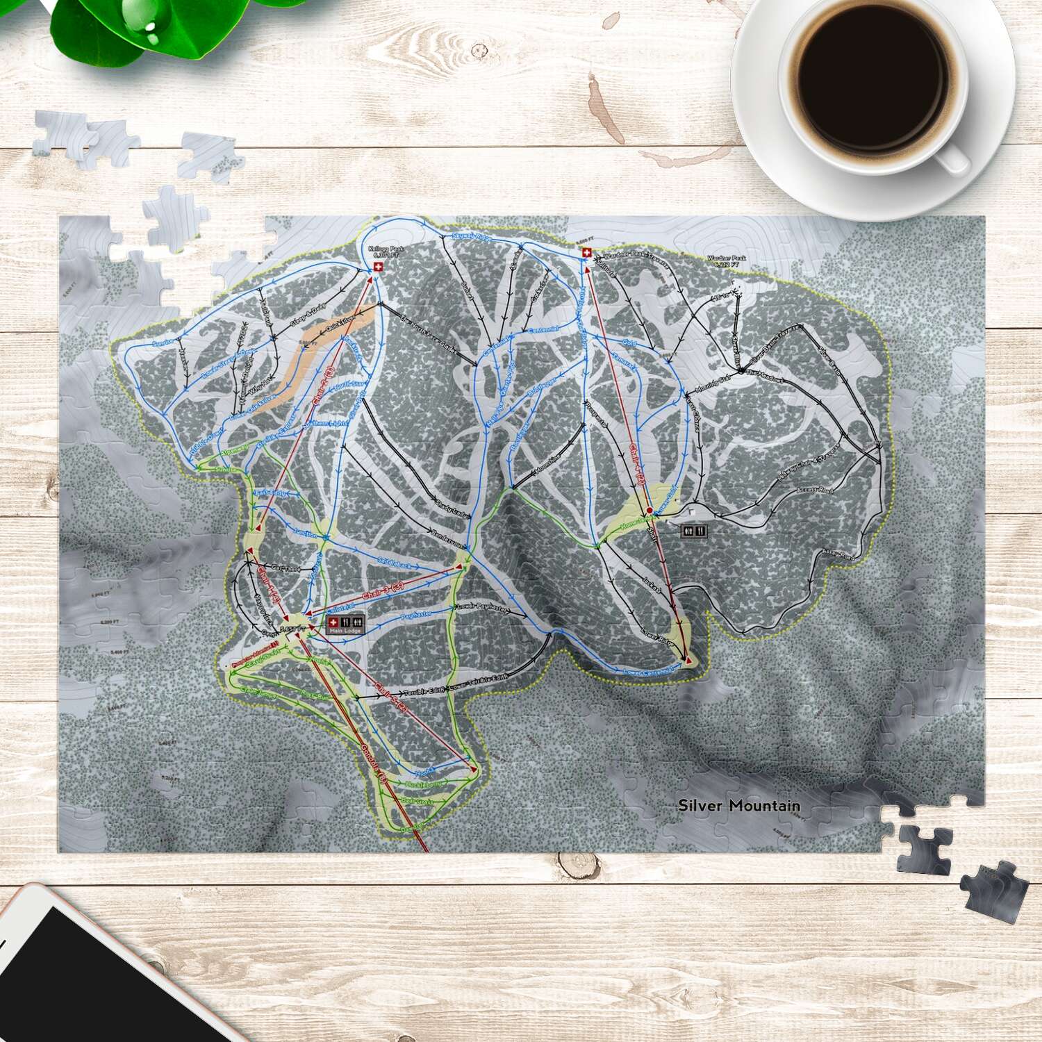 Silver Mountain Idaho Ski Trail Map Puzzle - Powderaddicts