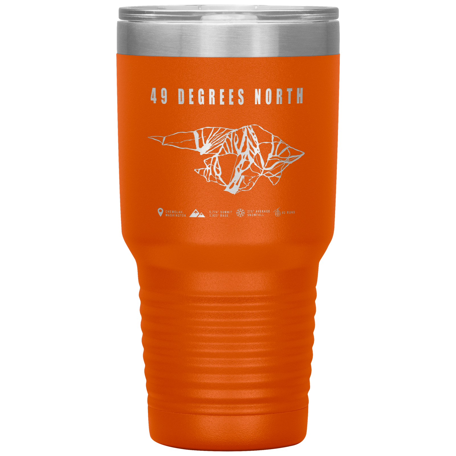 49 Degrees North, Washington Ski Trail Map 30oz Tumbler - Powderaddicts