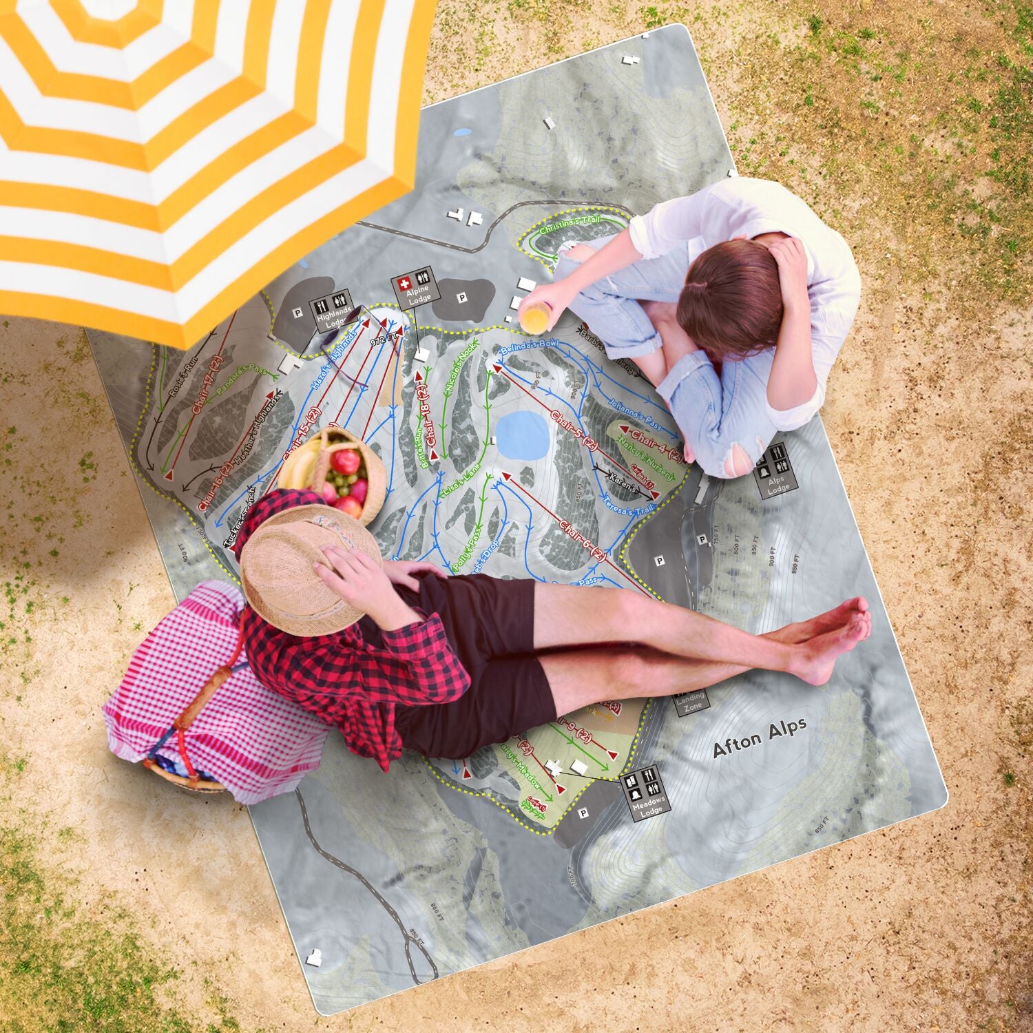 Afton Alps, Minnesota Ski Resort Map Printed Beach Towel - Powderaddicts