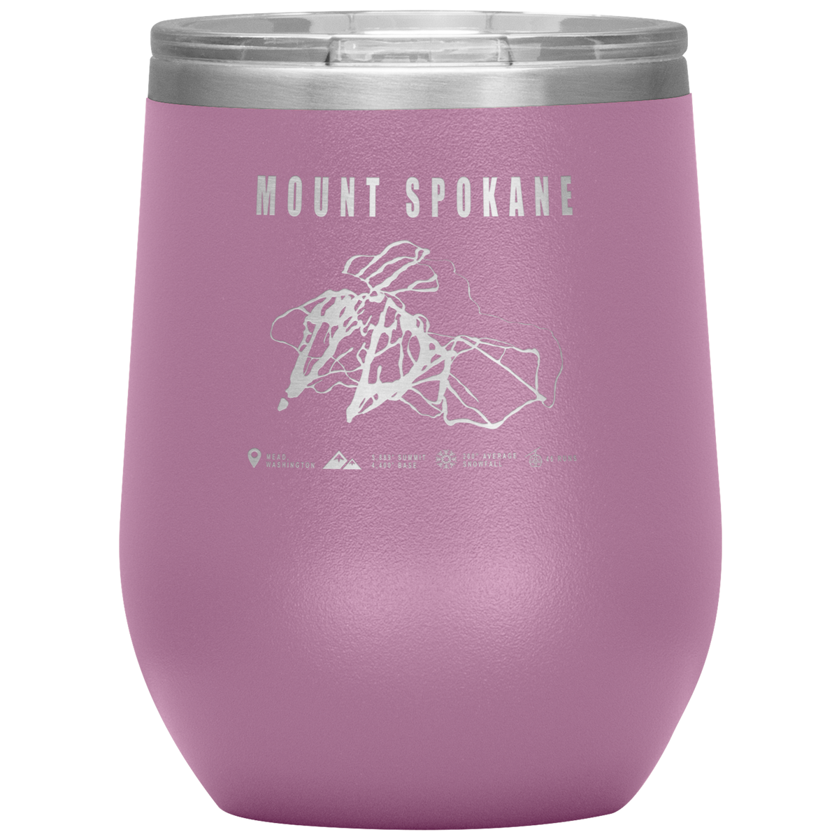 Mount Spokane, Washington Ski Trail Map Wine 12oz Tumbler - Powderaddicts