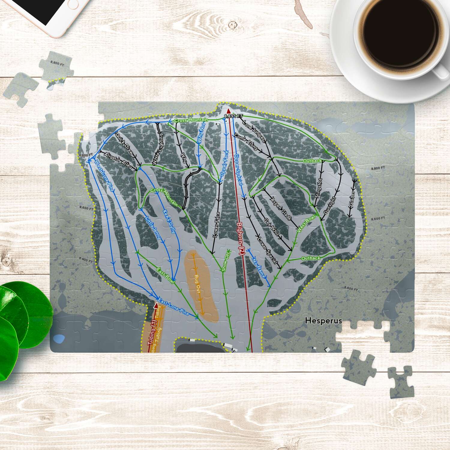 Hesperus, Colorado Ski Trail Map Puzzles - Powderaddicts