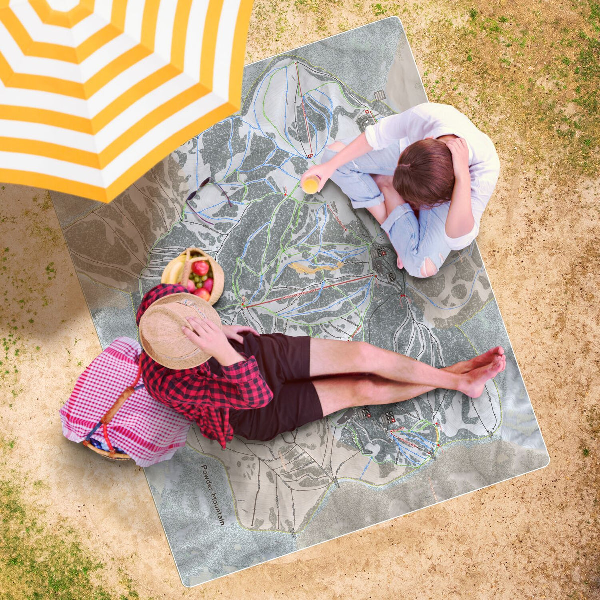 Powder Mountain, Utah Ski Resort Map Printed Beach Towel - Powderaddicts