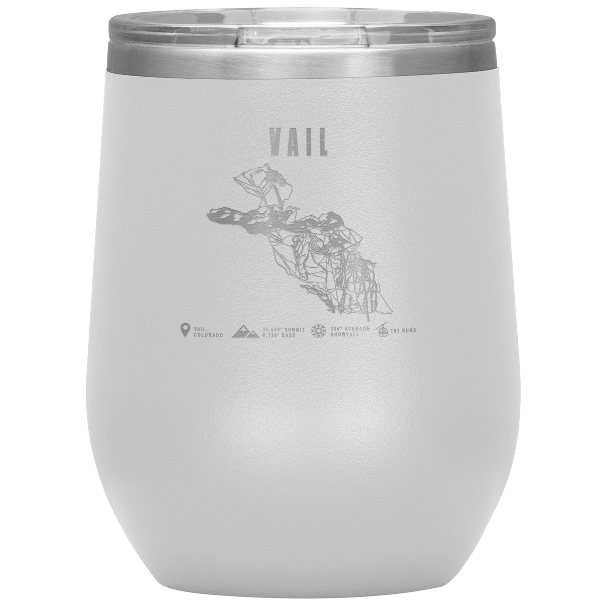 Vail Colorado Ski Trail Map Wine 12oz Tumbler - Powderaddicts