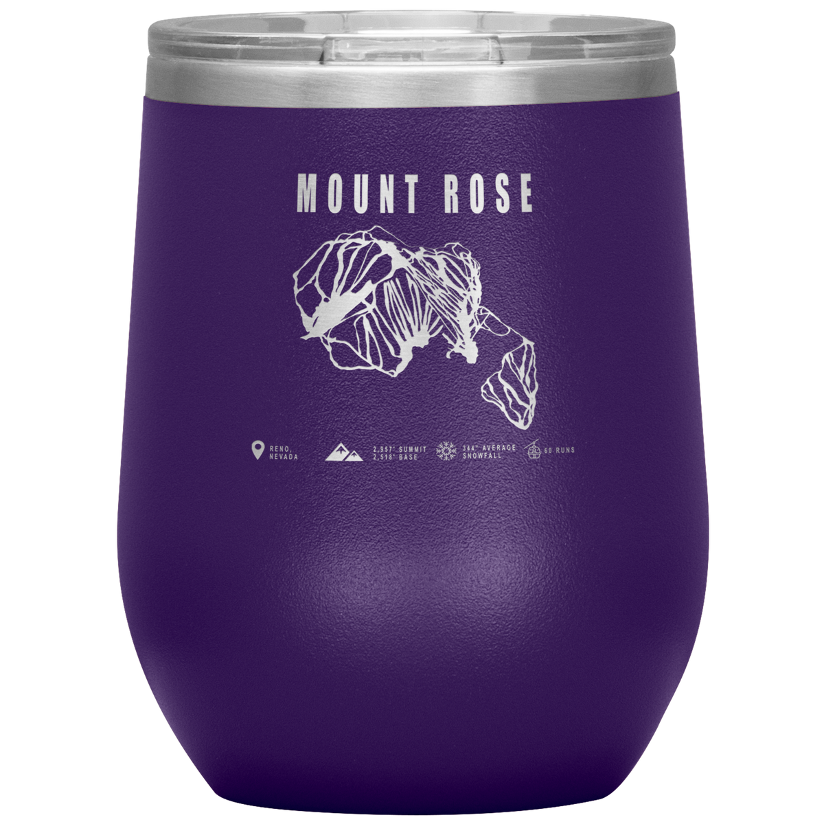 Mount Rose, Nevada Ski Trail Map Wine 12oz Tumbler - Powderaddicts