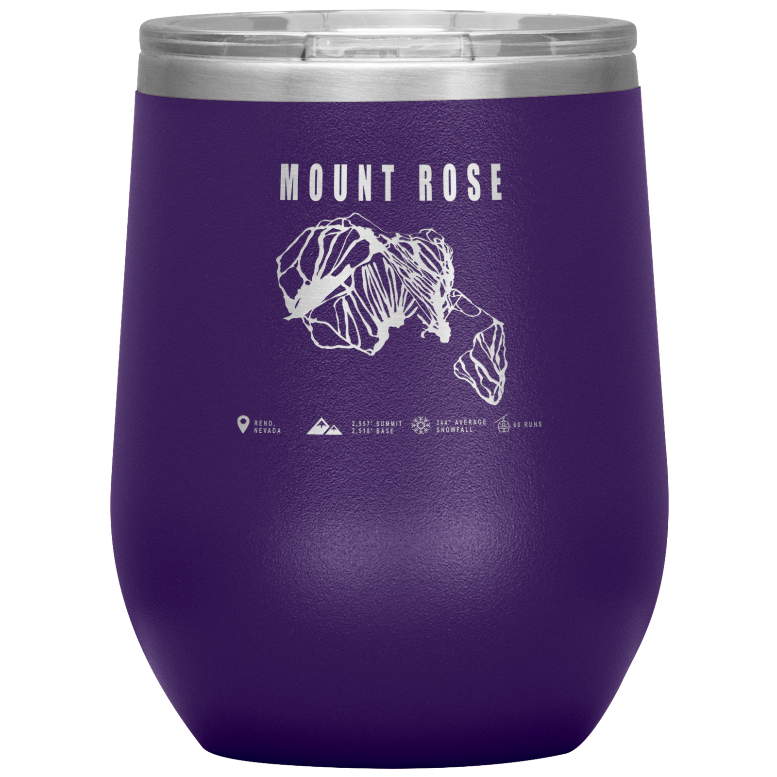 Mount Rose, Nevada Ski Trail Map Wine 12oz Tumbler - Powderaddicts