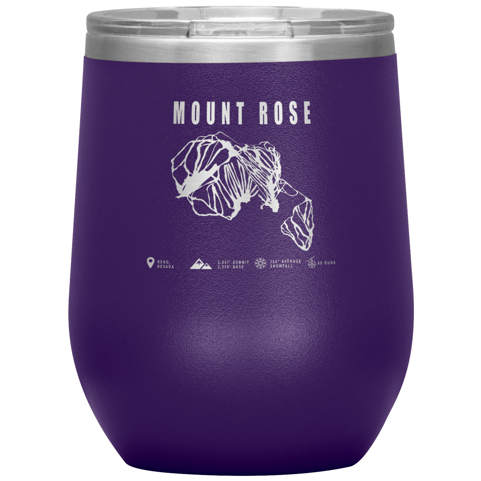 Mount Rose, Nevada Ski Trail Map Wine 12oz Tumbler - Powderaddicts