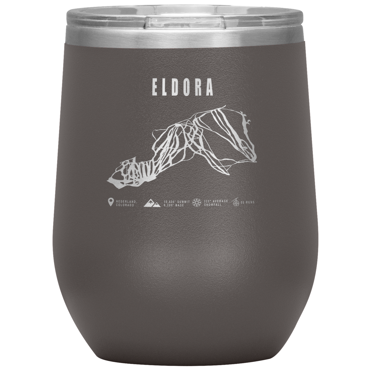 Eldora Colorado Ski Trail Map Wine 12oz Tumbler - Powderaddicts