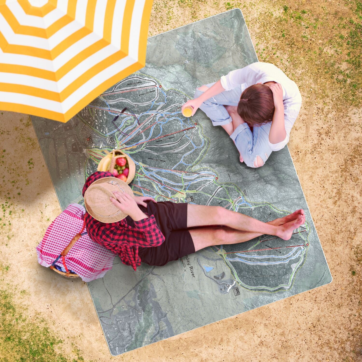 Sunday River, Maine Ski Resort Map Printed Beach Towel - Powderaddicts