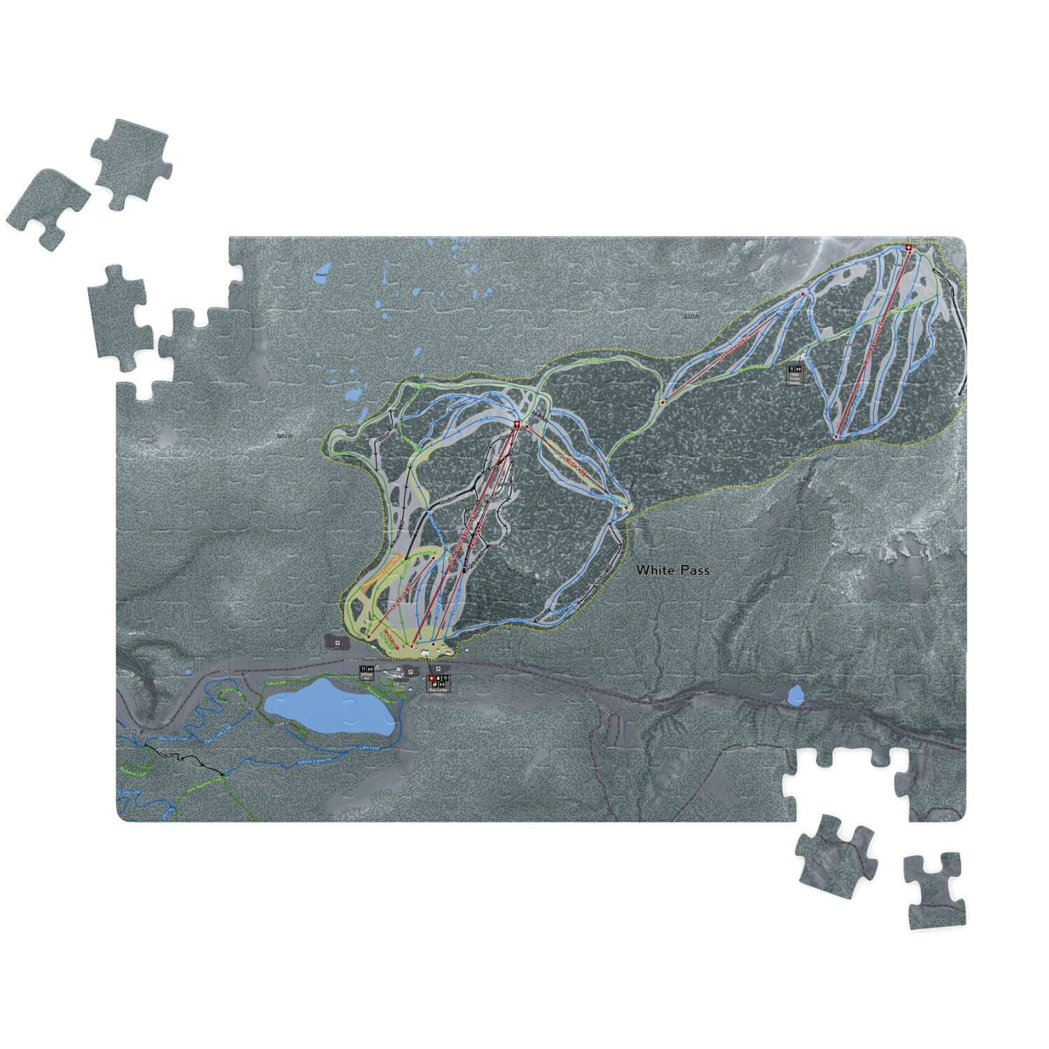 White Pass Washington Ski Map Resort Puzzle - Powderaddicts
