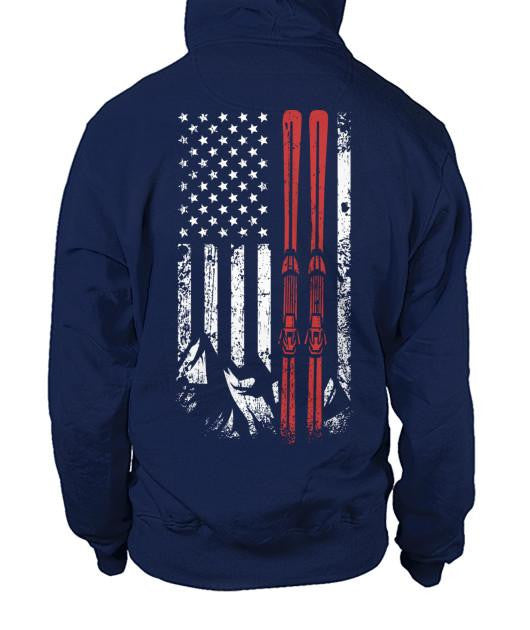 USA Ski Flag Zip Hoodies - Powderaddicts