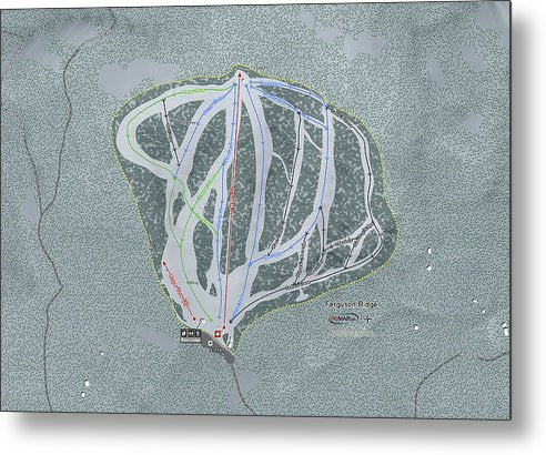 Ferguson Ridge Ski Trail Map - Metal Print - Powderaddicts