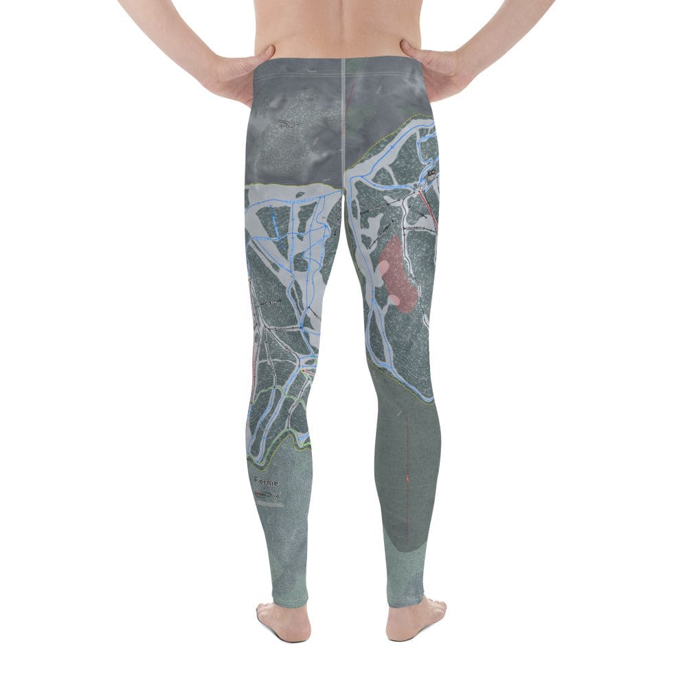 Fernie, British Columbia Ski Trail Map Men's Base Layer Bottom - Powderaddicts