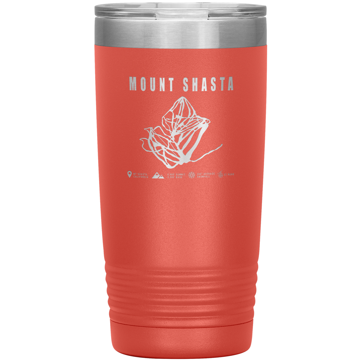 Mount Shasta, California Ski Trail Map 20oz Tumbler - Powderaddicts