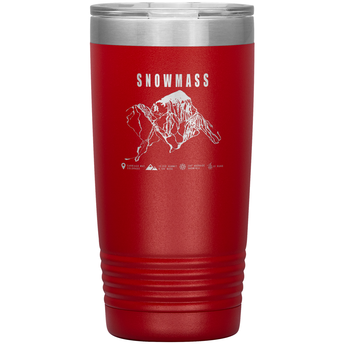 Snowmass Colorado Ski Trail Map 20oz Tumbler - Powderaddicts