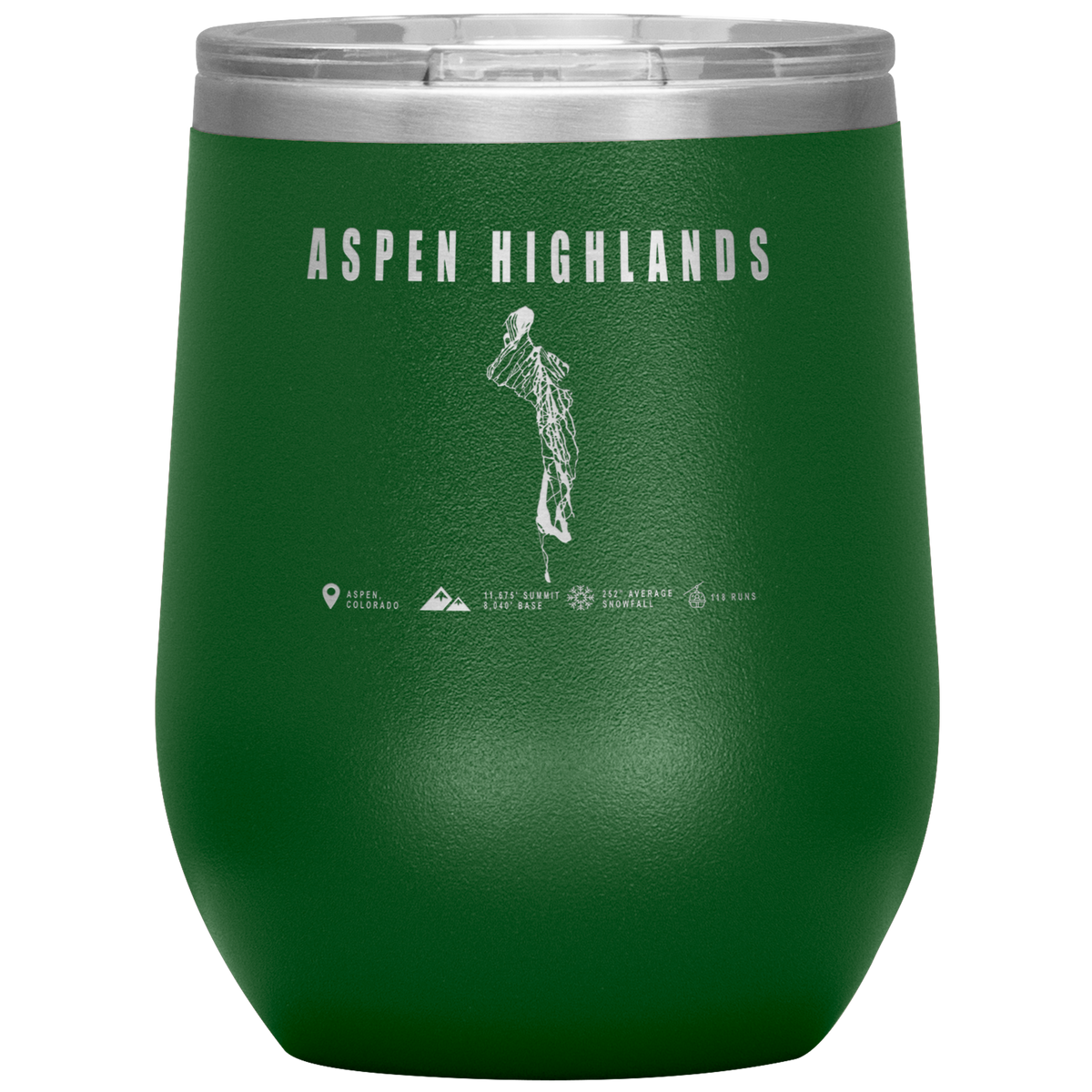 Aspen Highlands,Colorado Ski Resort Wine 12 oz Tumbler - Powderaddicts