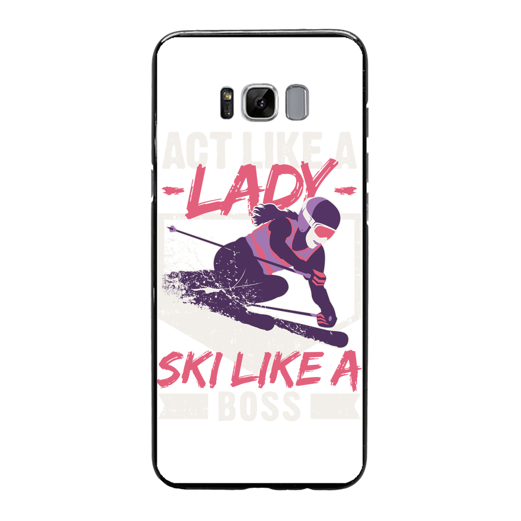 Act Like A Lady Ski Like A Boss Back Printed Black Hard Phone Case - Powderaddicts