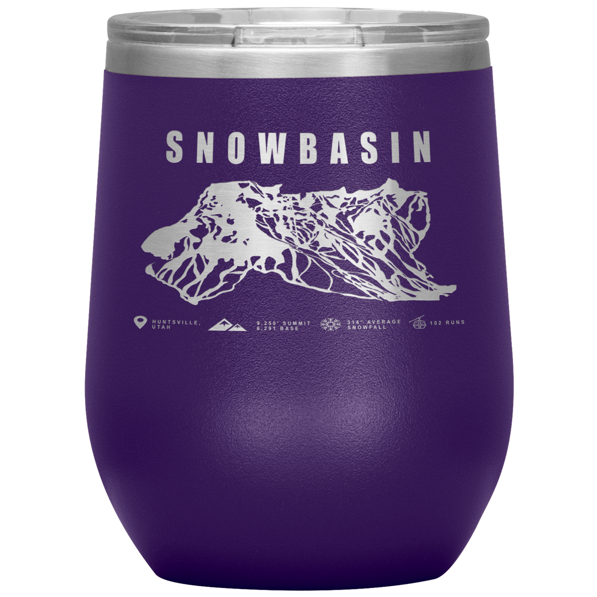 Snowbasin, Utah Ski Trail Map Wine 12oz Tumbler - Powderaddicts
