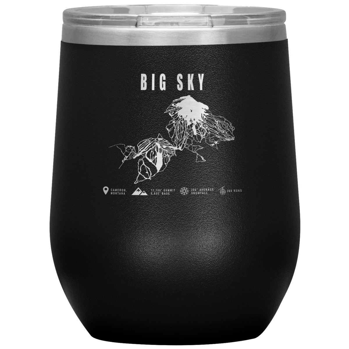 Big Sky Montana Ski Trail Map Wine 12oz Tumbler