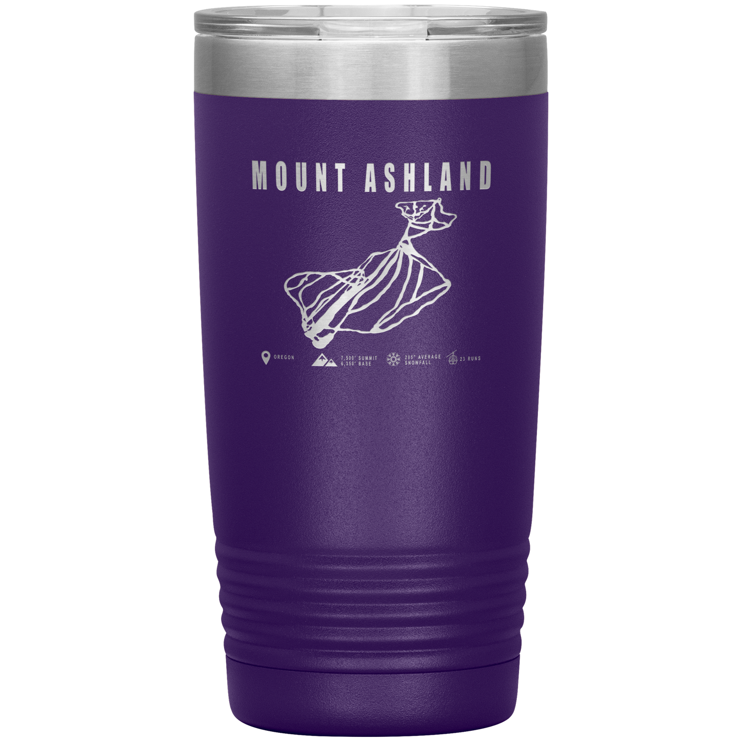 Mount Ashland, Oregon Ski Trail Map 20oz Tumbler - Powderaddicts