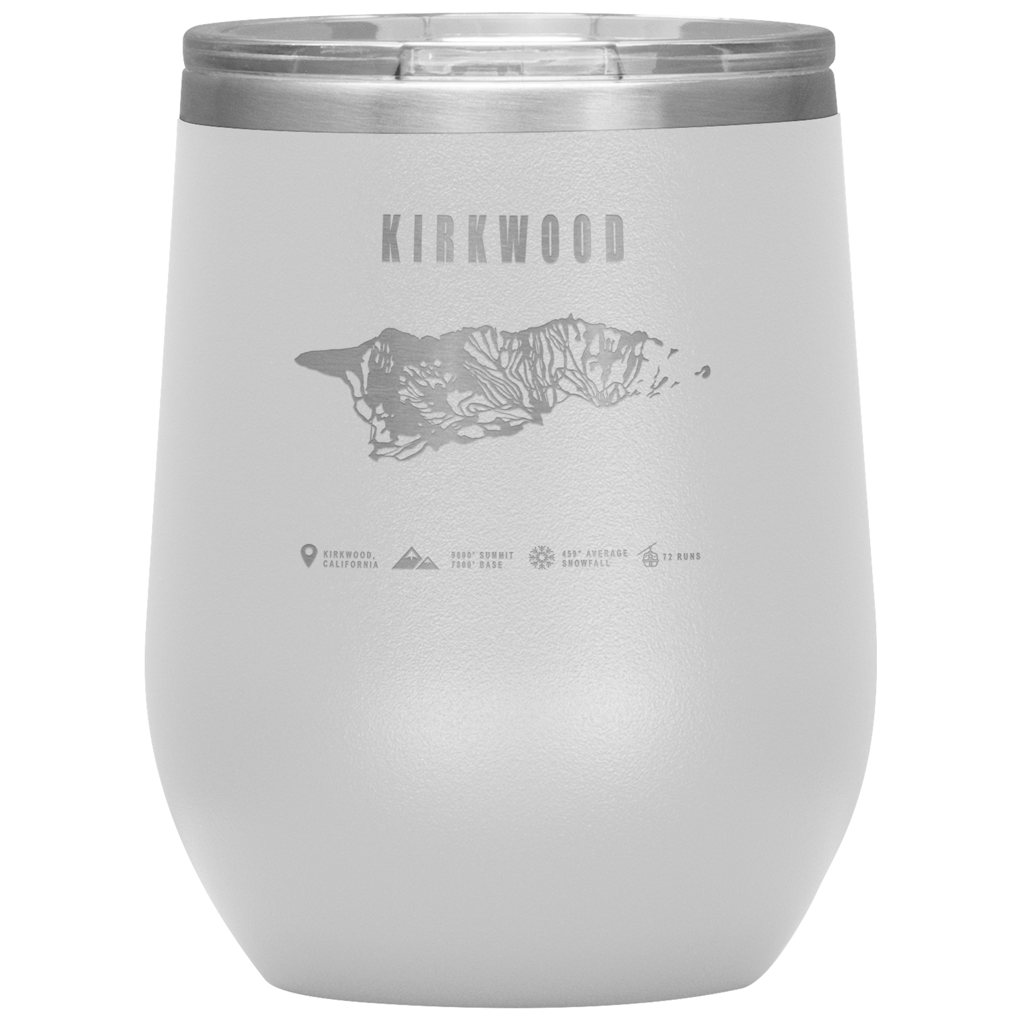 Kirkwood, California Ski Trail Map Wine 12oz Tumbler - Powderaddicts