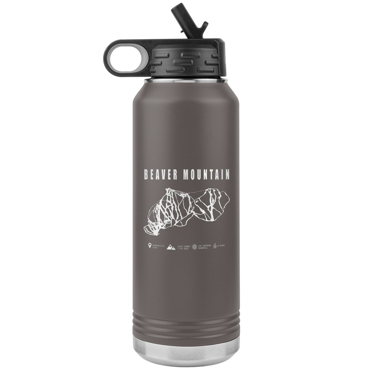 Beaver Mountain,Utah Ski Trail Map 32oz Water Bottle Tumbler - Powderaddicts