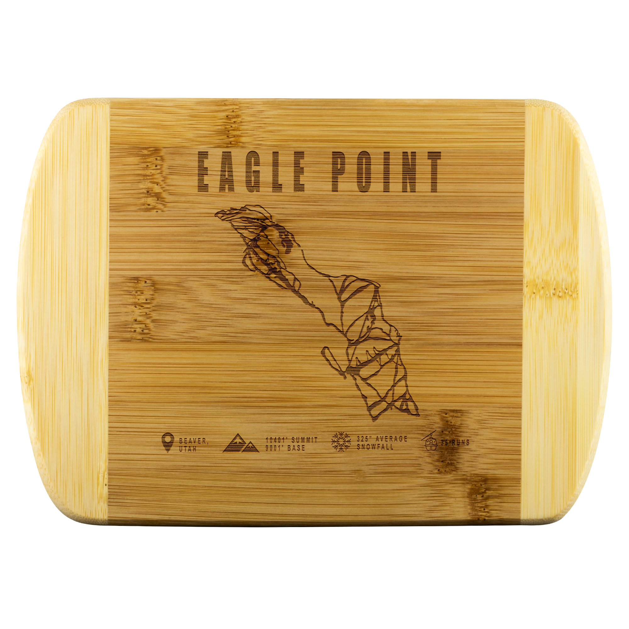Eagle Point,Utah Ski Trail Map Cutting Board Round Edge - Powderaddicts