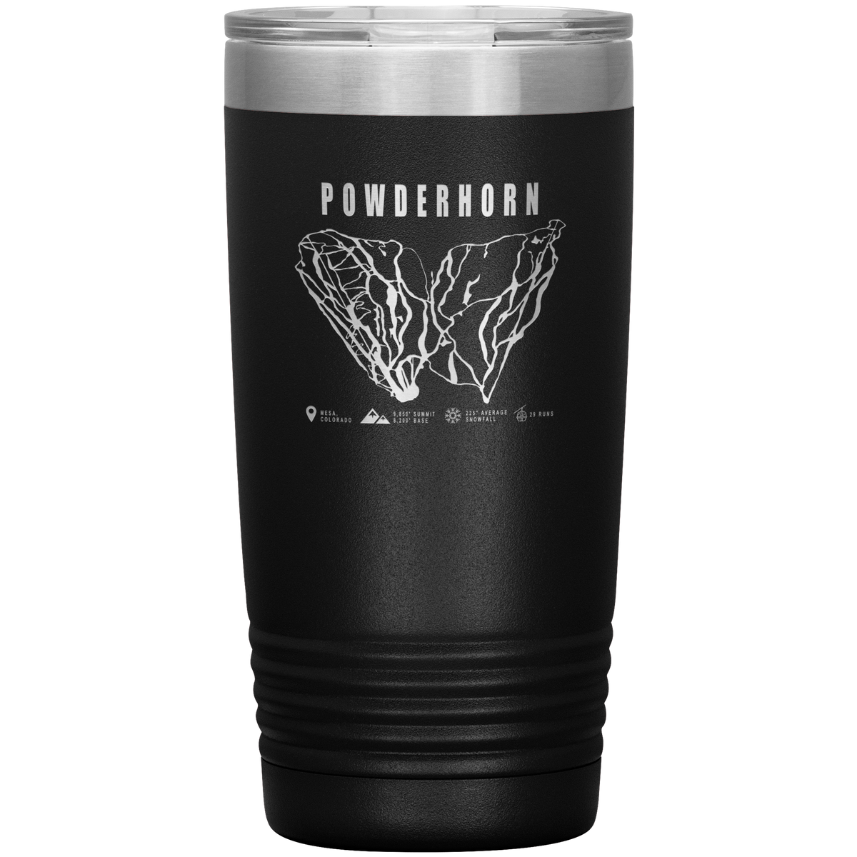 Powderhorn Colorado Ski Trail Map 20oz Tumbler - Powderaddicts