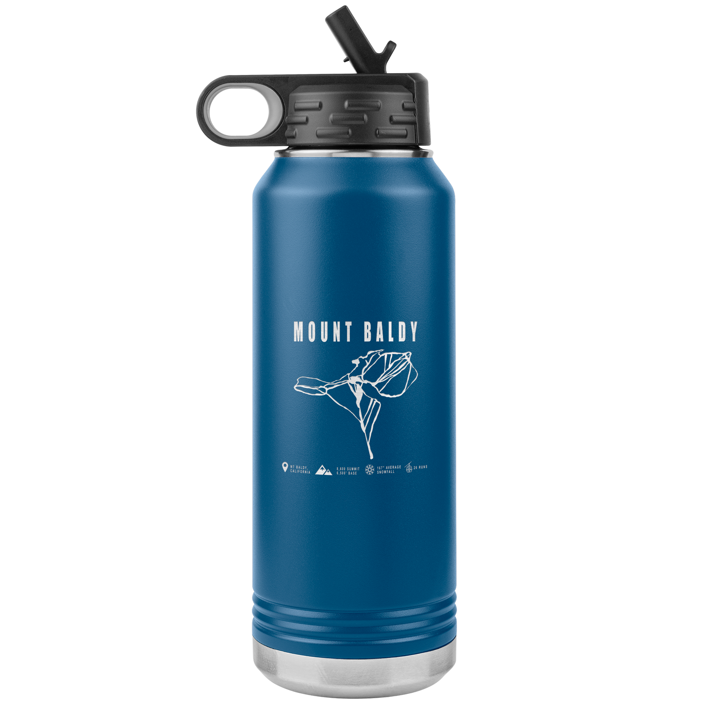 Mount Baldy, California Ski Trail Map 32oz Water Bottle Tumbler - Powderaddicts