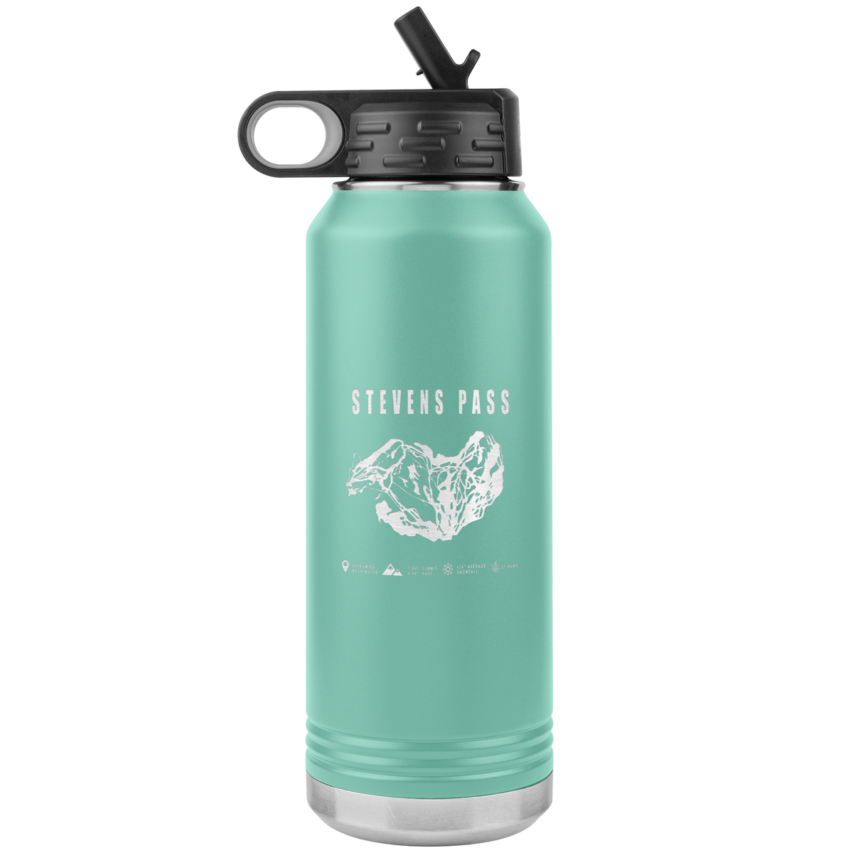 Stevens Pass, Washington Ski Trail Map 32oz Water Bottle Tumbler - Powderaddicts