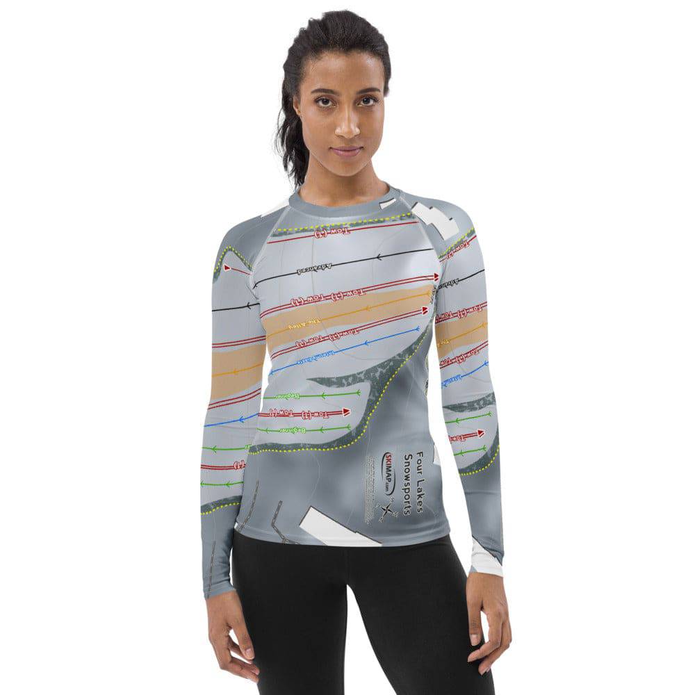 Four Lakes Snowsports, Illinois Ski Trail Map Women's Base Layer Top