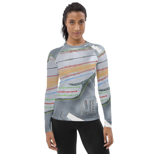 Four Lakes Snowsports, Illinois Ski Trail Map Women's Base Layer Top - Powderaddicts