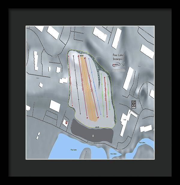 Four Lakes Snowsports Ski Trail Map - Framed Print - Powderaddicts
