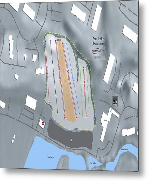 Four Lakes Snowsports Ski Trail Map - Metal Print - Powderaddicts