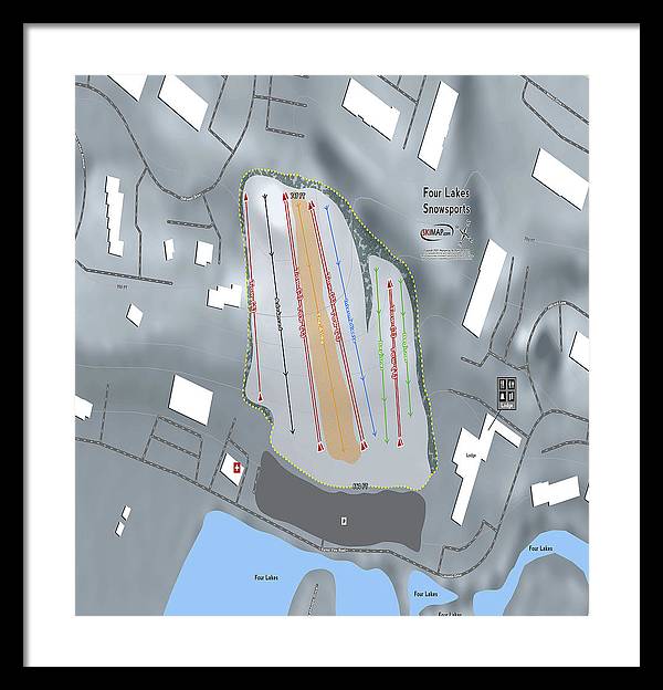 Four Lakes Snowsports Ski Trail Map - Framed Print - Powderaddicts