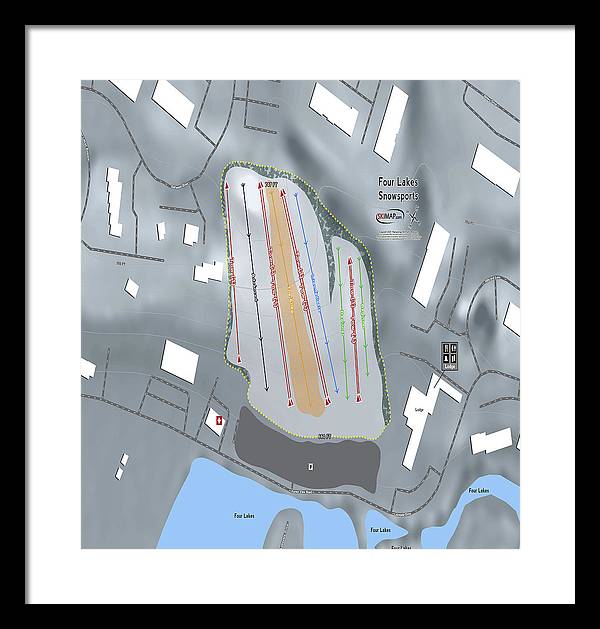 Four Lakes Snowsports Ski Trail Map - Framed Print - Powderaddicts
