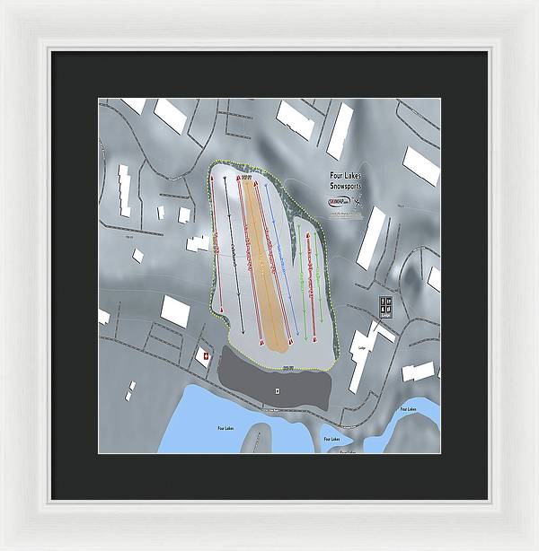 Four Lakes Snowsports Ski Trail Map - Framed Print - Powderaddicts