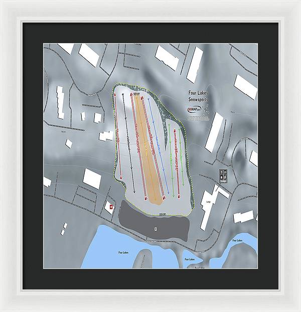 Four Lakes Snowsports Ski Trail Map - Framed Print - Powderaddicts