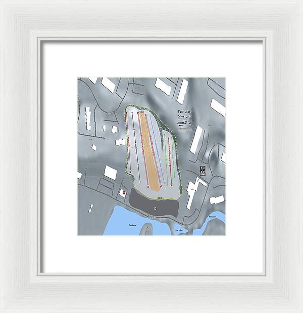 Four Lakes Snowsports Ski Trail Map - Framed Print - Powderaddicts