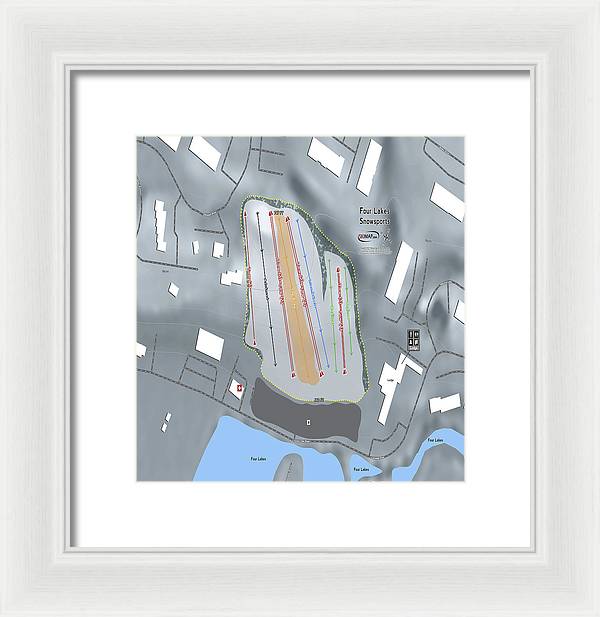 Four Lakes Snowsports Ski Trail Map - Framed Print - Powderaddicts