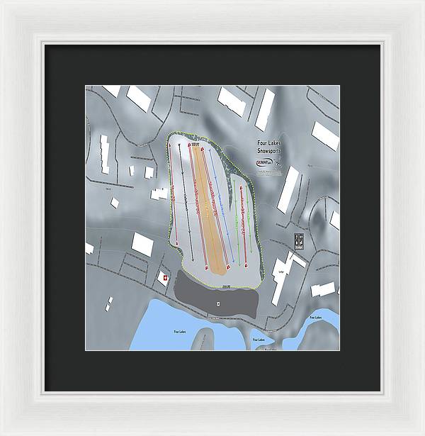 Four Lakes Snowsports Ski Trail Map - Framed Print - Powderaddicts