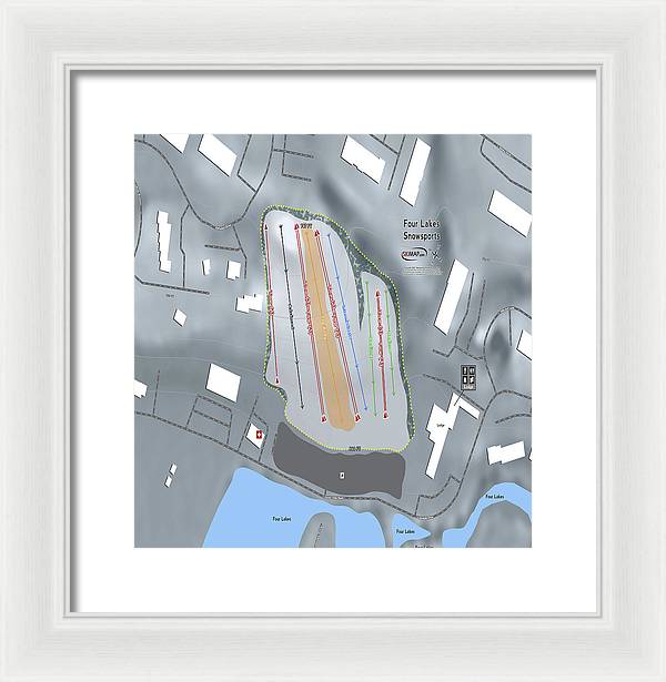 Four Lakes Snowsports Ski Trail Map - Framed Print - Powderaddicts