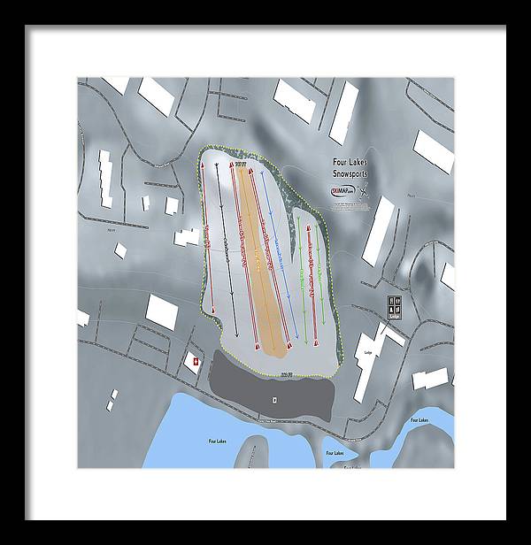Four Lakes Snowsports Ski Trail Map - Framed Print - Powderaddicts