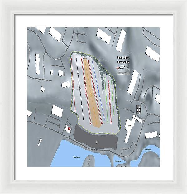 Four Lakes Snowsports Ski Trail Map - Framed Print - Powderaddicts